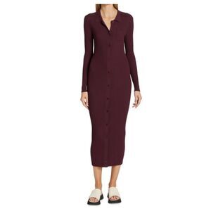 Staud Women's Size S Plum Napa Ribbed Button Front Sweater Dress NWT